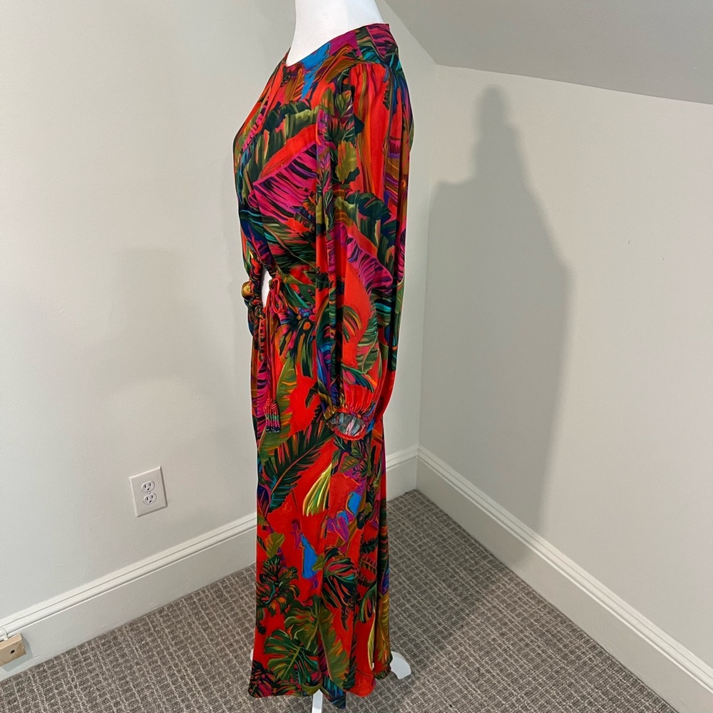 Farm Rio Size M Silk Cutout Dress - Picture 4 of 7